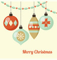 retro christmas card with hanging balls vector image