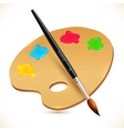 realistic isolated paintbrush and wooden palette vector image