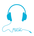 blue headphones with cord in shape of word music vector image vector image