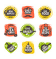 food doodle logo restaurant kitchen badge cafe vector image