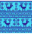 cross stitch deer ornament blue seamless vector image