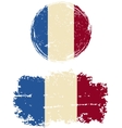 french round and square grunge flags vector image