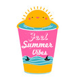 glass with happy sun and sea boats vector image vector image