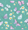 daisy flowers and butterfly background vector image vector image