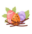 sspring easter eggs in nest nest with eggs vector image