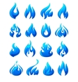 fire flames set 3d blue icons vector image vector image