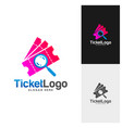 search ticket logo template design emblem vector image