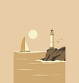 beautiful sea view of the lighthouse and yacht vector image