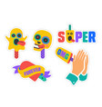 ice cream stickers colorful fun vector image