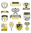 tennis banners ribbons and badges with icons vector image