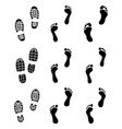 prints of human feet and shoes vector image