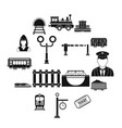 railroad black simple icons set vector image vector image