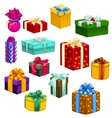 big set of gift boxes different colors and shapes vector image