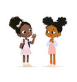 two african american girls talk to each other vector image vector image