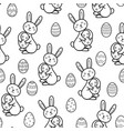 cute easter rabbit with egg black and white vector image vector image