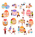 easter isometric icons set vector image vector image