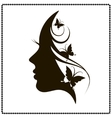 beautiful female face silhouette in profile vector image