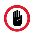 no entry hand sign vector image vector image