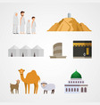 set hajj for infographic elements pilgrimage vector image
