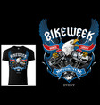 design for bikers with eagle and engine vector image vector image