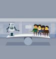 human vs robots modern robotic and business people vector image vector image