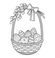doodle coloring book page easter basket vector image