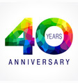 40 anniversary facet color logo vector image vector image