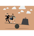 balancing between business people and weight vector image vector image