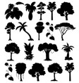set plant and tree silhouette vector image