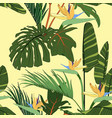 tropical flowers palm leaves jungle leaves vector image vector image