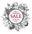 christmas sale banner hand drawn with holly vector image