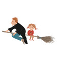 a busy wizard dad flying on his broom stick vector image vector image