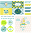 baby shower bunny and bike party set vector image