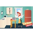 cartoon apartment kitchen interior house room vector image vector image
