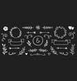 flower frame vintage ribbon element on chalkboard vector image