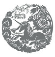 papercut and cricut unicorn template 3 vector image