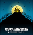 scary house on the hill with moon vector image
