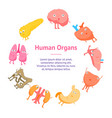 cartoon internal organs funny emotions banner card vector image