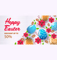 happy easter holiday celebration sale banner flyer vector image