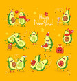 merry christmas and happy new year sticker set vector image