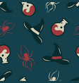 pattern with spider halloween witch hat flask vector image
