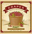 retro grapes harvest label with landscape vector image vector image