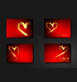 set golden hearts hand drawn brush stroke vector image vector image