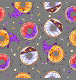 seamless halloween pattern with kawaii donuts vector image