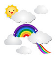 cute rainbow paper and cloud with the sun vector image vector image