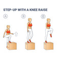 step up with a knee raise exercise for female home vector image vector image