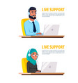 cartoon muslim call center customer service vector image