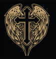 christian cross wing graphic detailed angel or bi vector image vector image