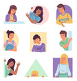 people look out boys and girls peeking vector image