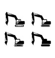 set of excavator in silhouette symbol style vector image